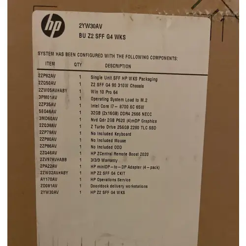 HP Z2 G4 i7-8700 32GB 256SSD SFF NOWY