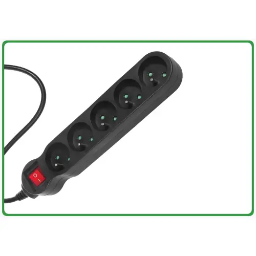 Listwa zasilająca 5 gniazd czarna 1,4m