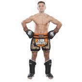 Spodenki tajskie TOP TEN "KICKBOXING" NEON - kolor pomarańczowo - czarny- rozmiar S