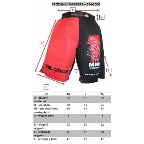 (P) Spodenki MASTERS do MMA - SM-2000 - rozmiar XL