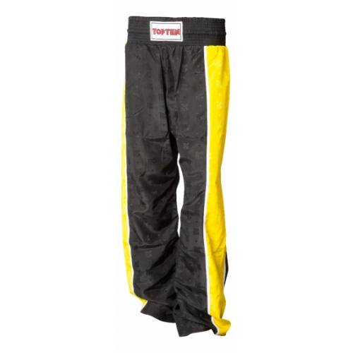 Spodnie do kickboxingu TOP TEN Stripes- kolor czarno - czerwone- rozmiar S