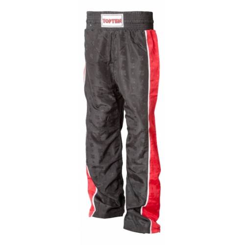 Spodnie do kickboxingu TOP TEN Stripes- kolor czarno - czerwone- rozmiar S