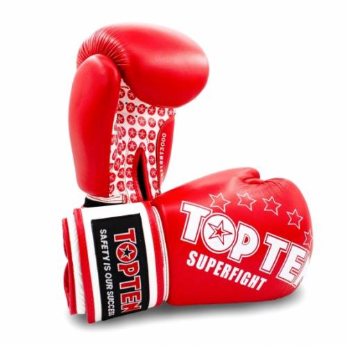 Rękawice bokserskie TOP TEN RTT-SUPERFIGHT 3000 STARS (WAKO APPROVED)- kolor czerwony- waga 14 oz