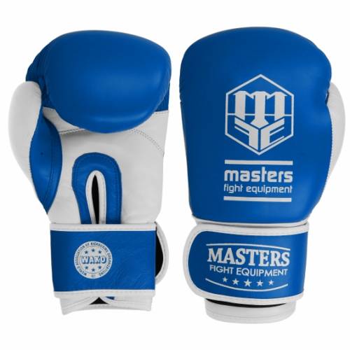 Rękawice bokserskie skórzane MASTERS RBT-TRW (WAKO APPROVED) (ZMIANA CENY)- kolor niebieski