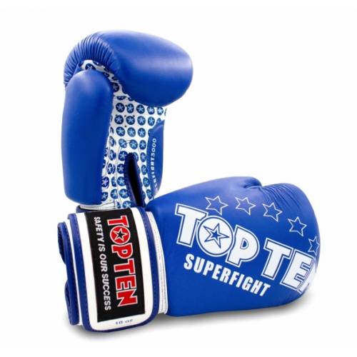 Rękawice bokserskie TOP TEN RTT-SUPERFIGHT 3000 STARS (WAKO APPROVED)- kolor biały- waga 12 oz